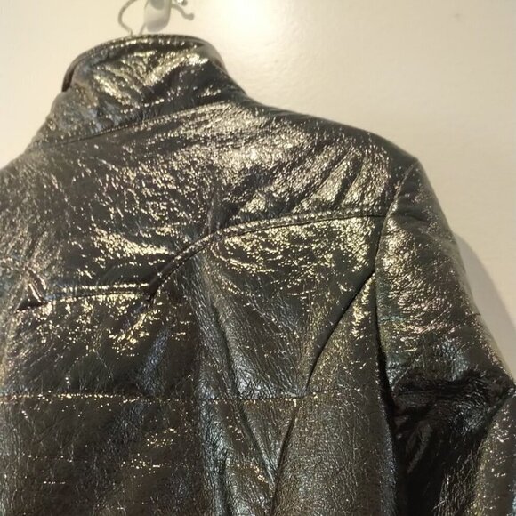 NWOT Sandwich Wet look Bomber Jacket Biker Moto Jacket vinyl look Mobwife Jacket - Picture 9 of 16